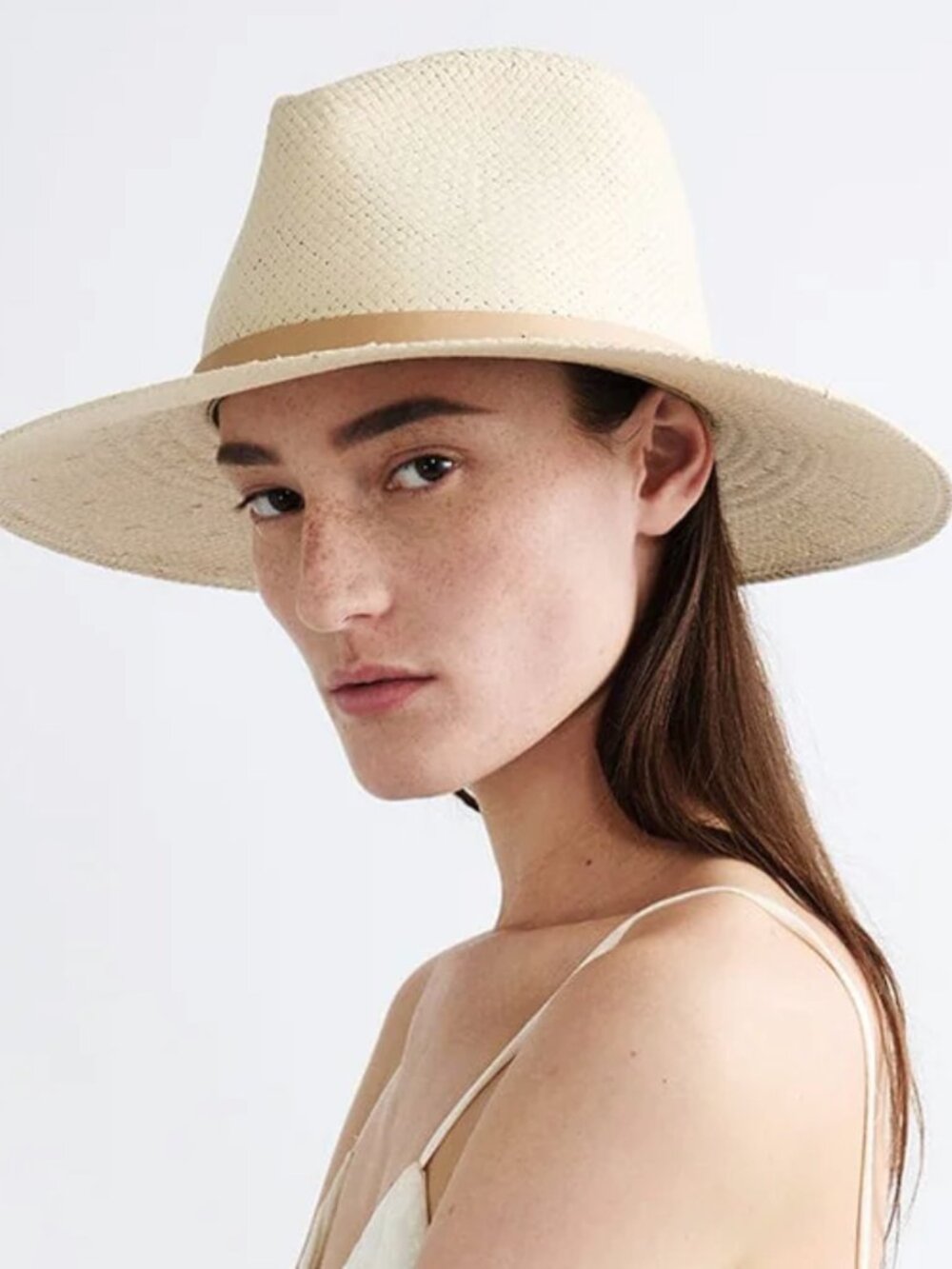 Janessa Leone Packable Straw Sherman Hat in Natural Color Size S NWT